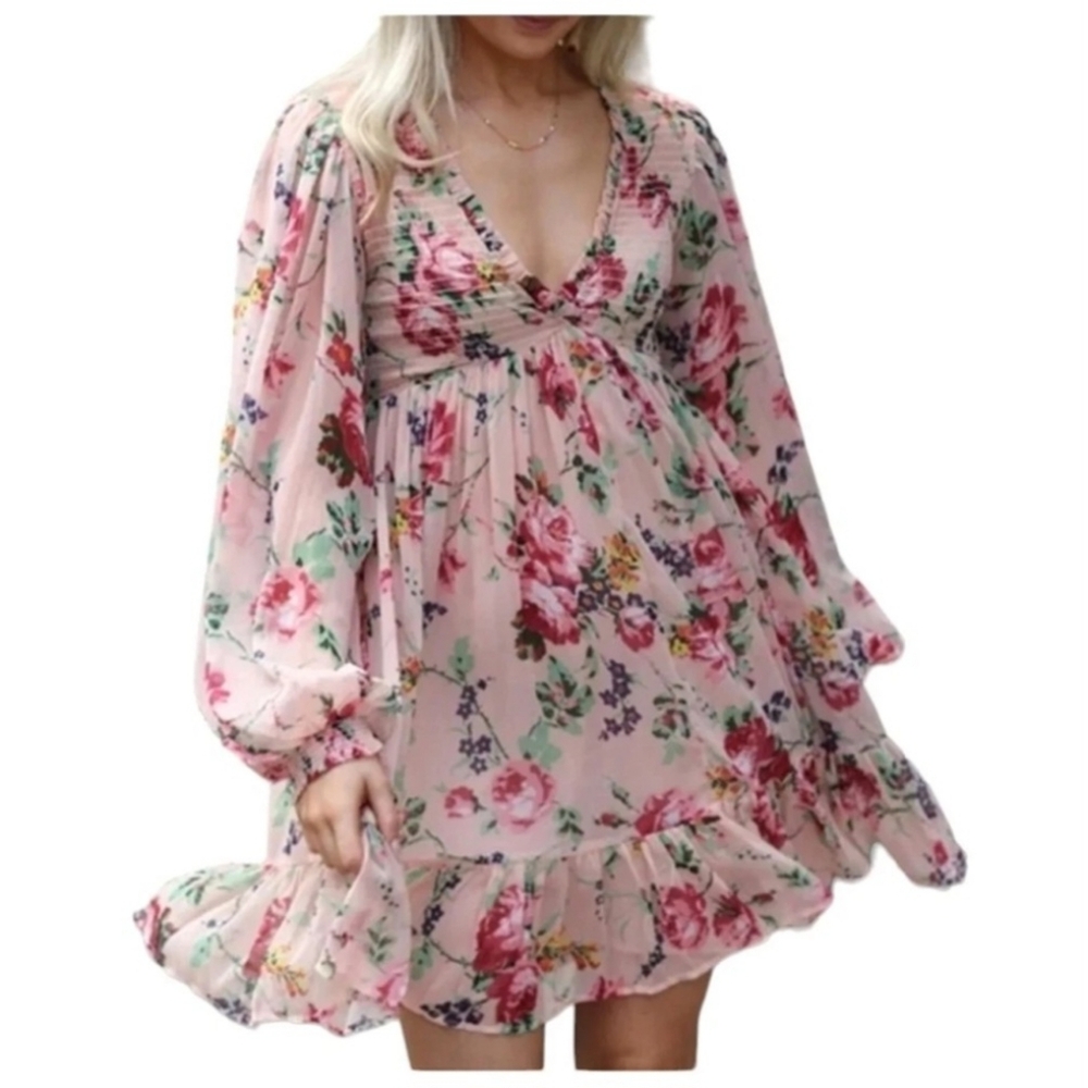 BY TIMO Floral Mini Dress M Medium